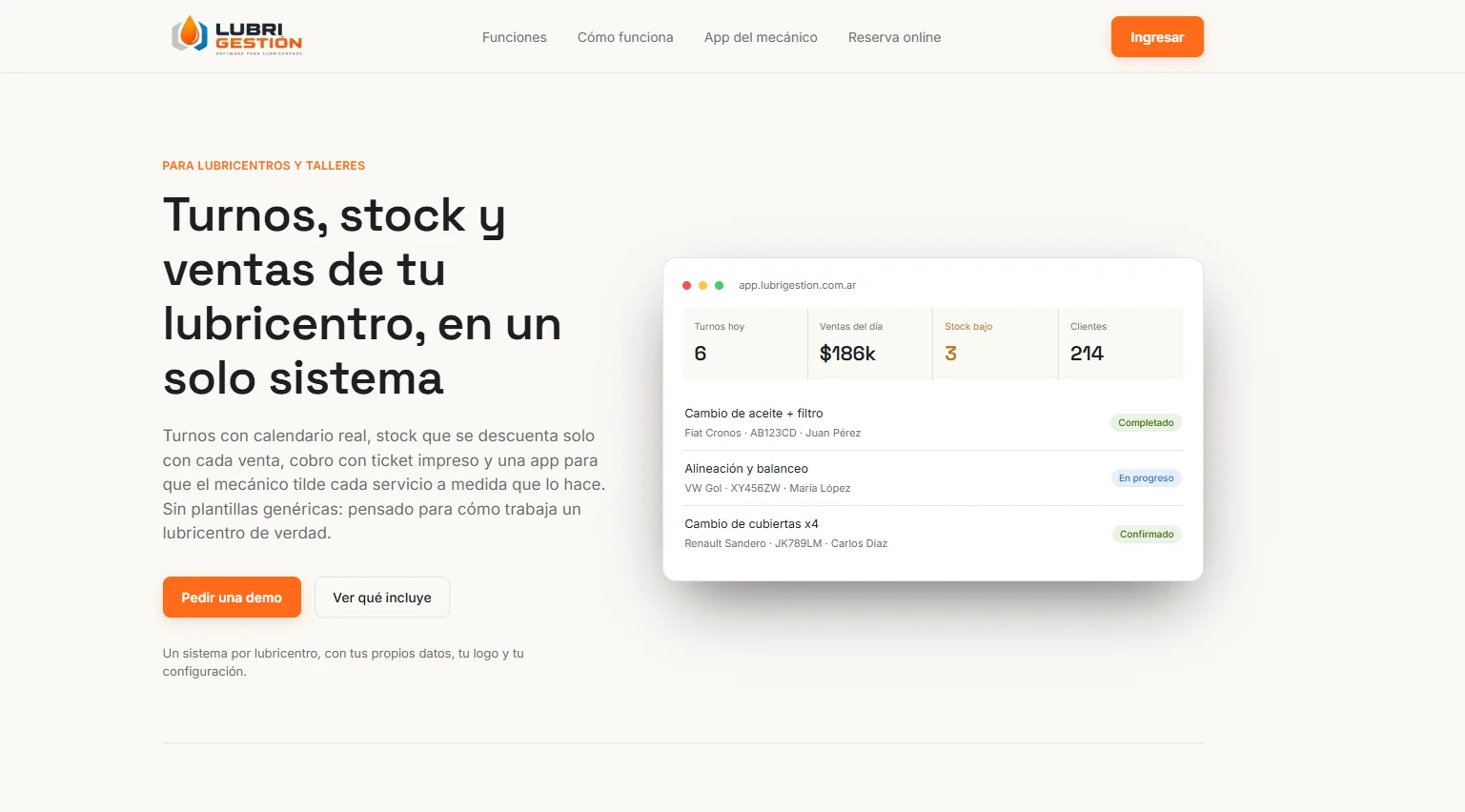 Captura de LubriGestión